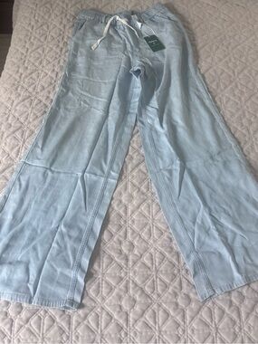 HALARA Light Blue Men's Bootcut Linen-Blend Jeans